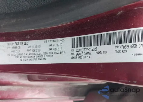 2015 Chrysler 200 Limited из США, поврежденный, VIN 1C3CCCAB7FN712320